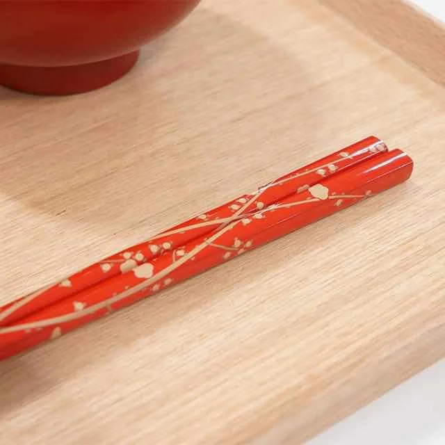 [CHOPSTICKS] RINPA X WAJIMA LACQUER CHOPSTICKS PLUM | HASHIKURA MATSUKAN | WAKASA LACQUERWARE