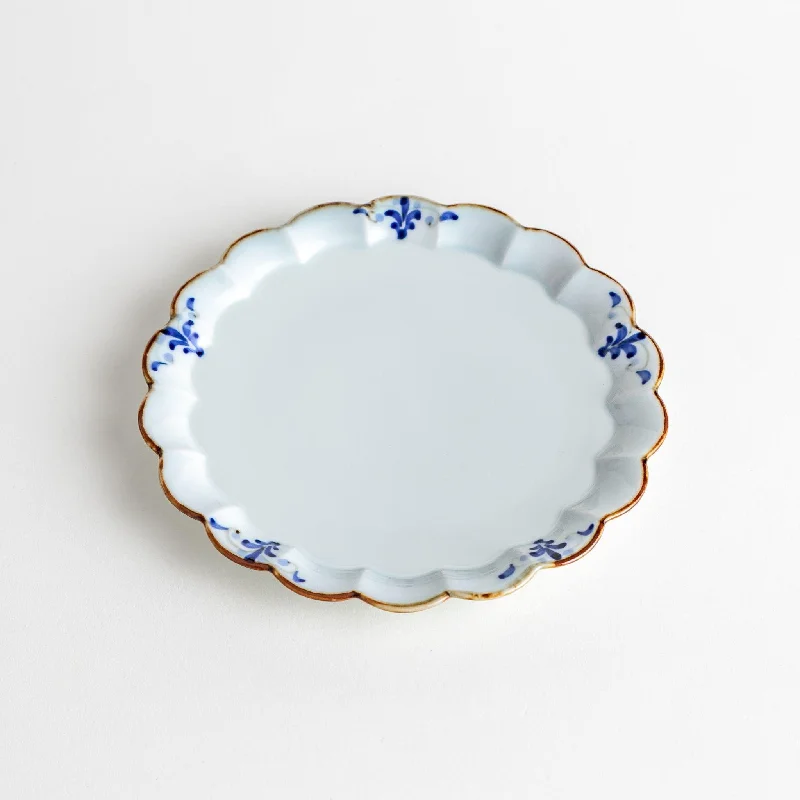 Floral Leaves Scalloped Dessert Plate