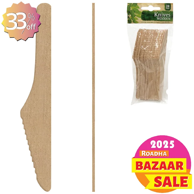 24-Pcs Wooden Knife (6.5")