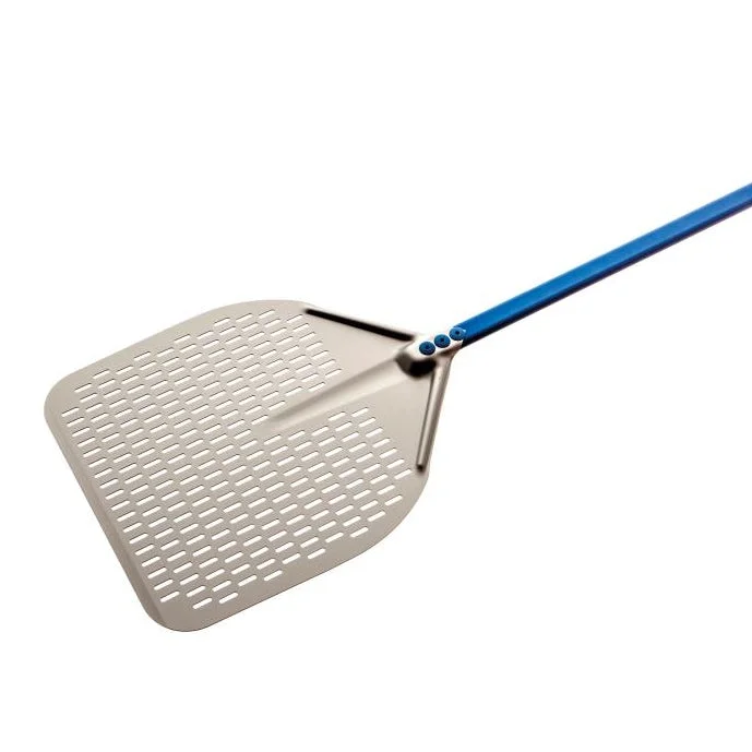 ALUMINUM RECTANGULAR PERFORATED PIZZA PEEL 33X33 CM.