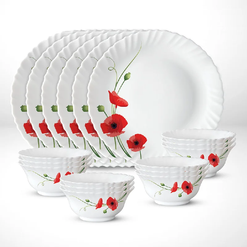 Larah by Borosil Red Carnation Thali Set