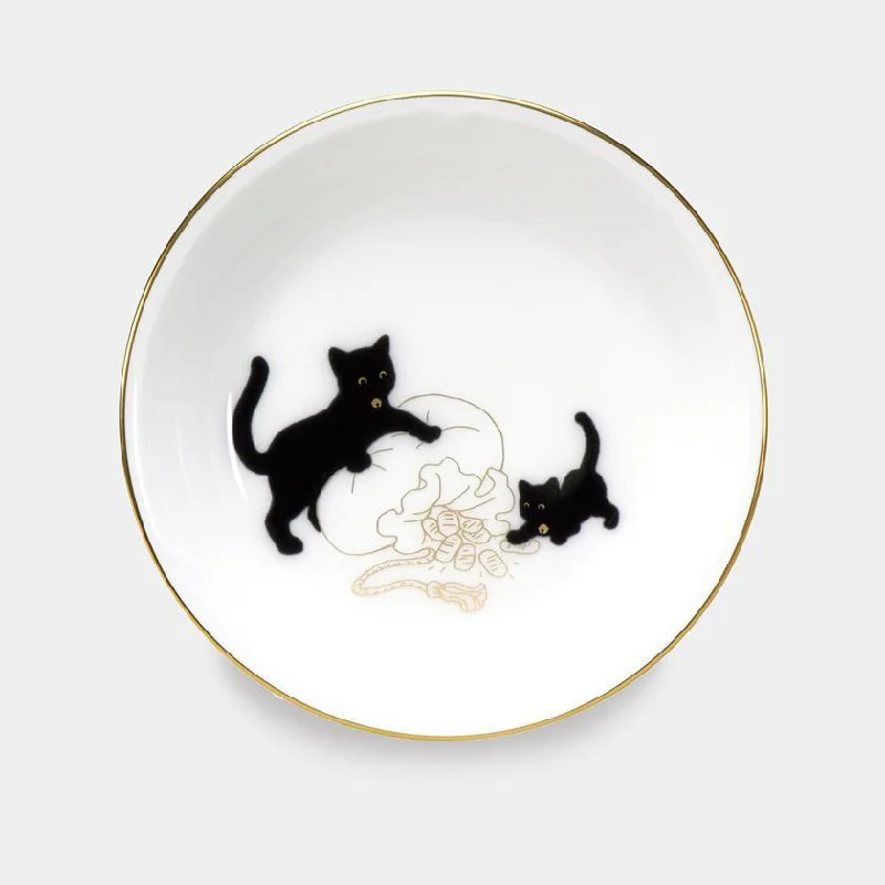 [SMALL DISH (PLATE)] OKURA ART CHINA LUCKY BLACK CAT SMALL DISH PART-1 | CERAMICS