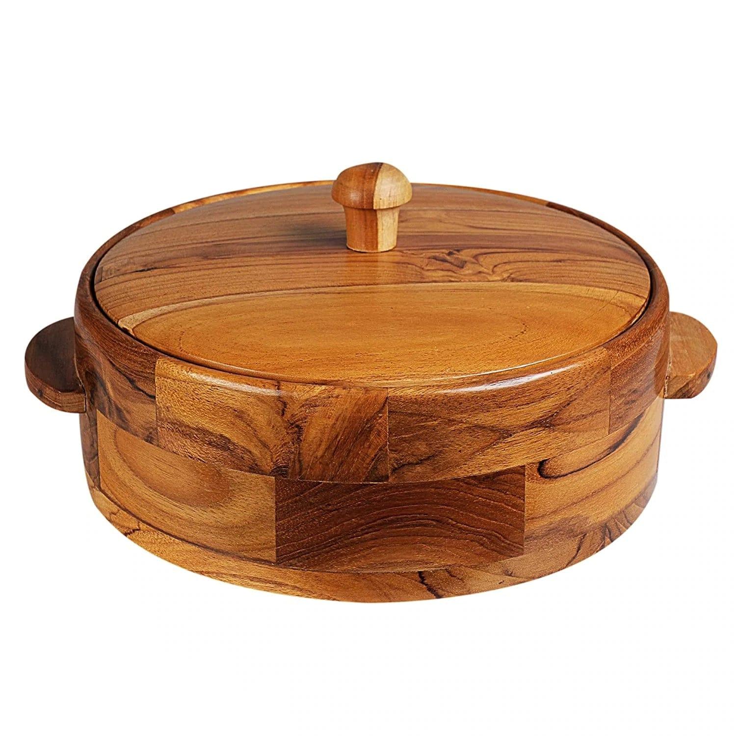 TEAK WOOD CHAPATI BOX/ ROTI BOX/ WOODEN CASSEROLE