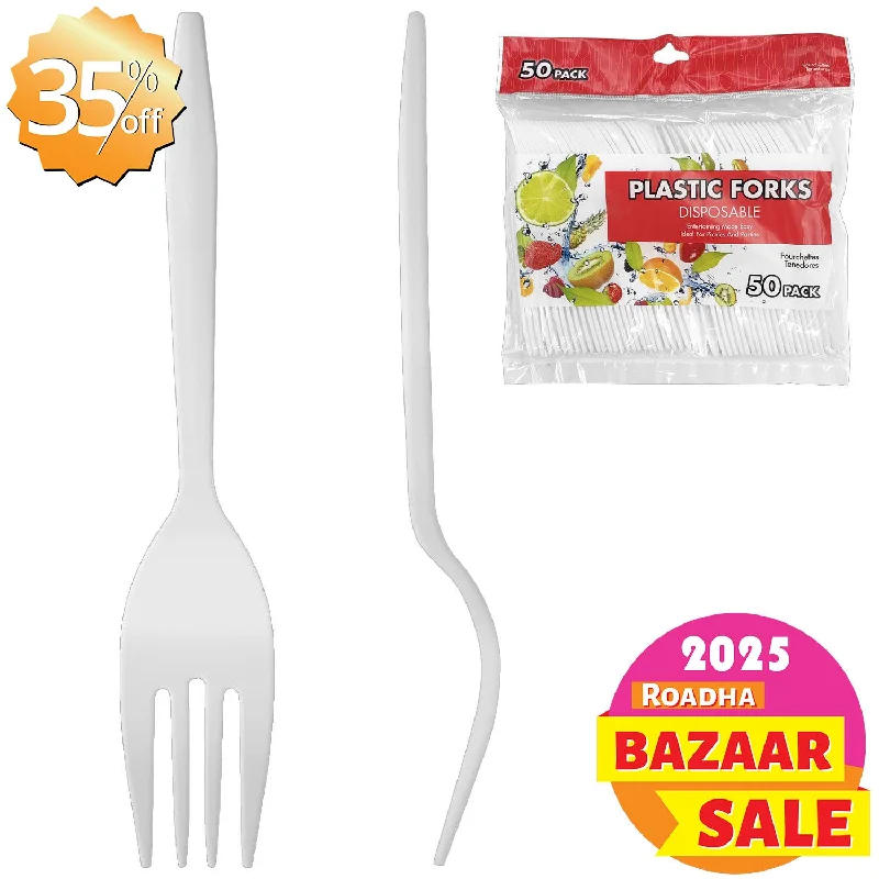 50-Pcs Plastic Fork (6")