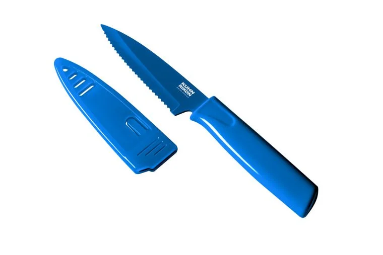 Kuhn Rikon Colori Serrated Paring Knife- Blue