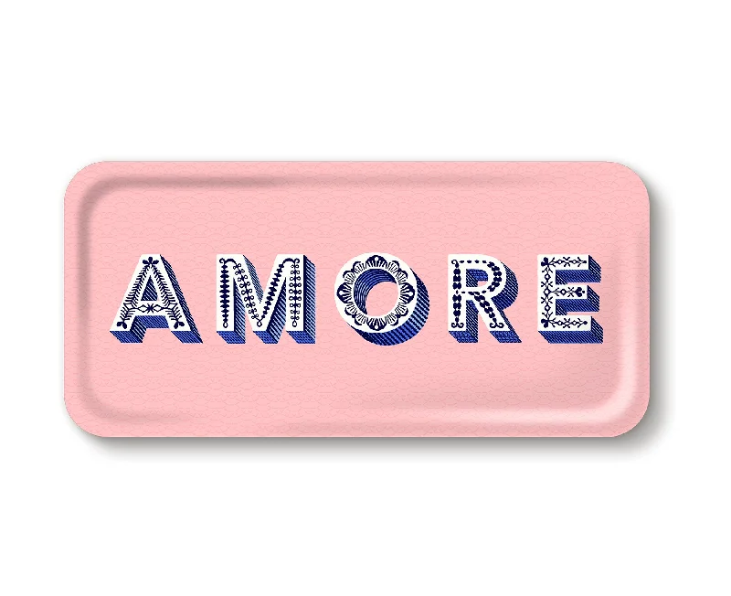 Word Rectangular Tray - Amore - by Jamida