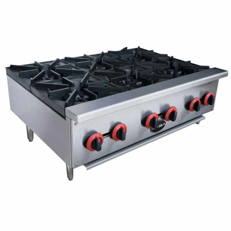 Saba - HP-6 Commercial 36" 6 Burner Hotplate Cooktop Natural Gas/Liquid Propane