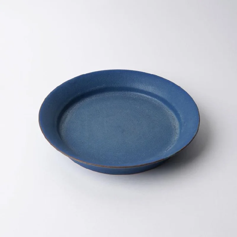 [DISH] MATTE RIM PLATE ROUND (M) BLUE | KYOTO-KIYOMIZU WARE | FUUU