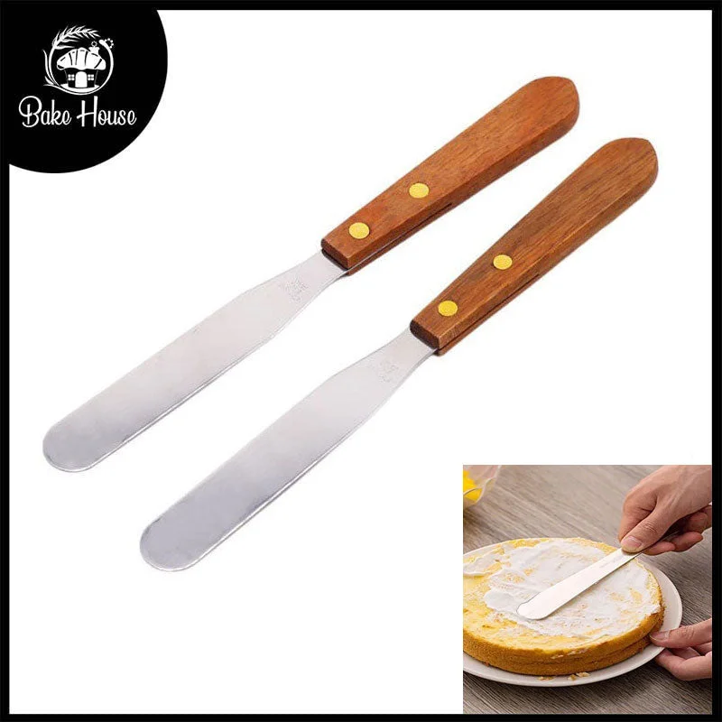 Cake Palette Knife With Wood Handle 4 inch 2 Pcs Set