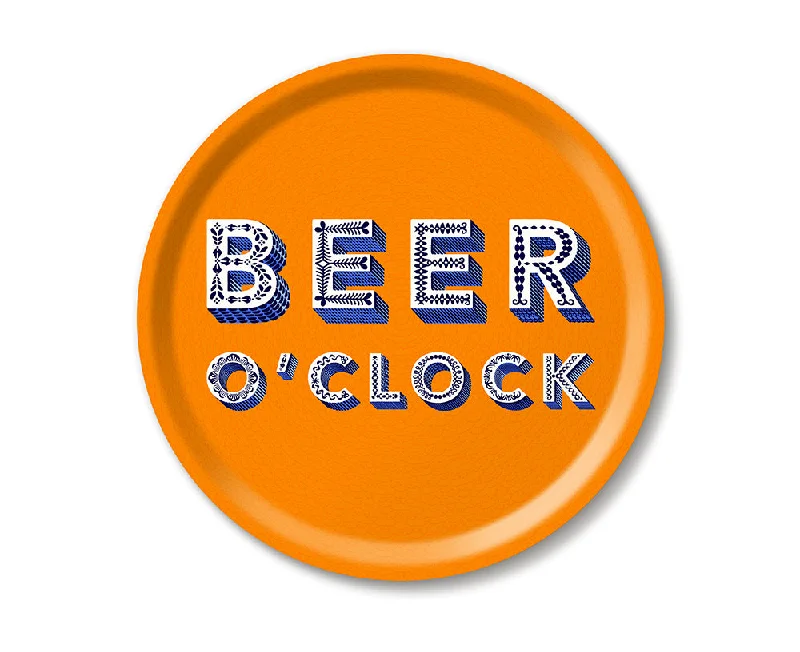 Round Word Tray - Beer O'Clock - by Jamida