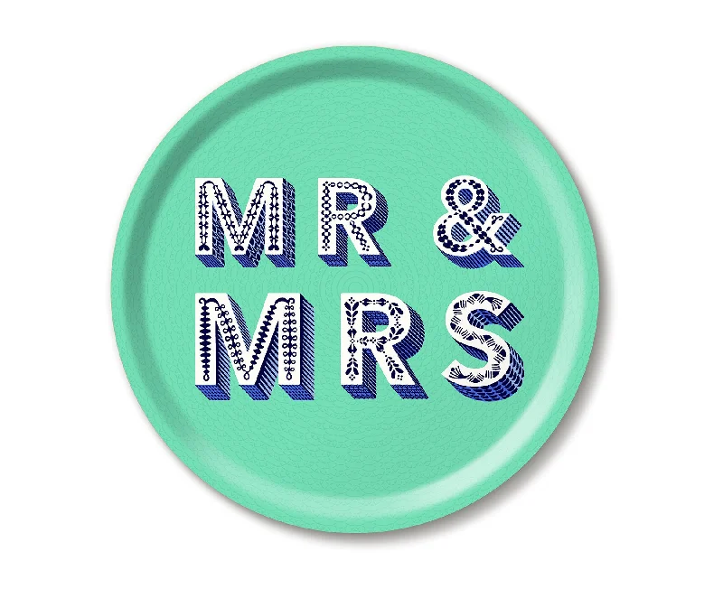 Round Word Tray - Mr & Mrs - by Jamida