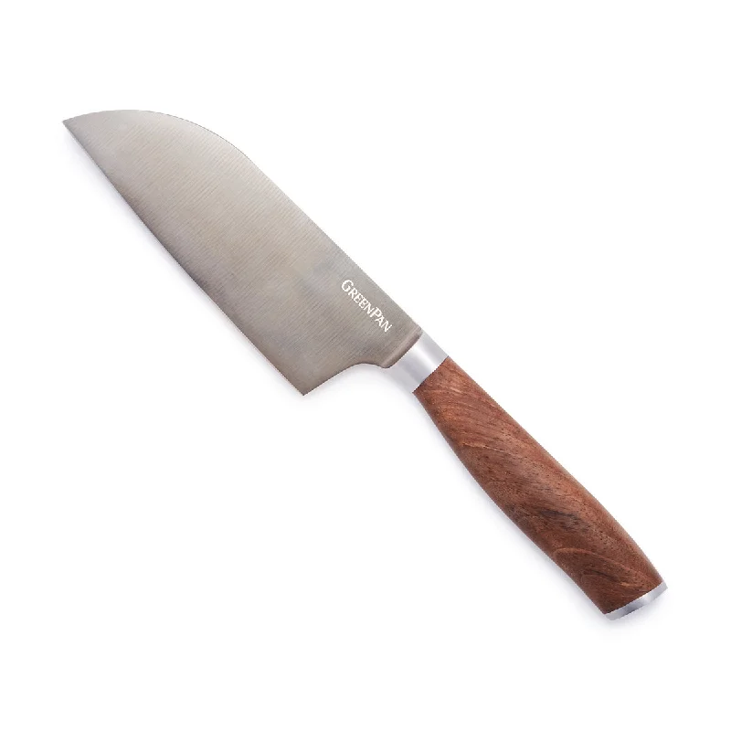 Premiere Titanium Cutlery 5" Small Santoku with Walnut Handle