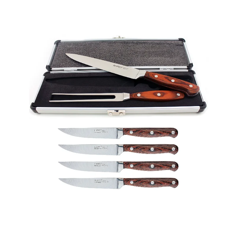 BergHOFF Pakka Wood 7pc Stainless Steel Steak & Carving Knife Set