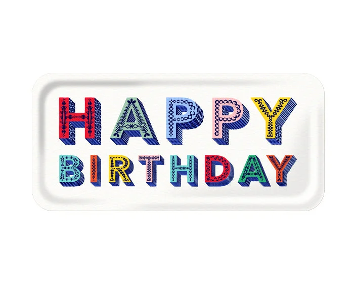 Word Rectangular Tray - Happy Birthday - by Jamida