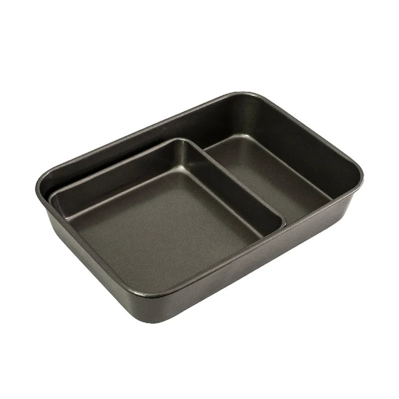 Bakemaster Large Deep Roasting Pan & Square Baking Tray Pack