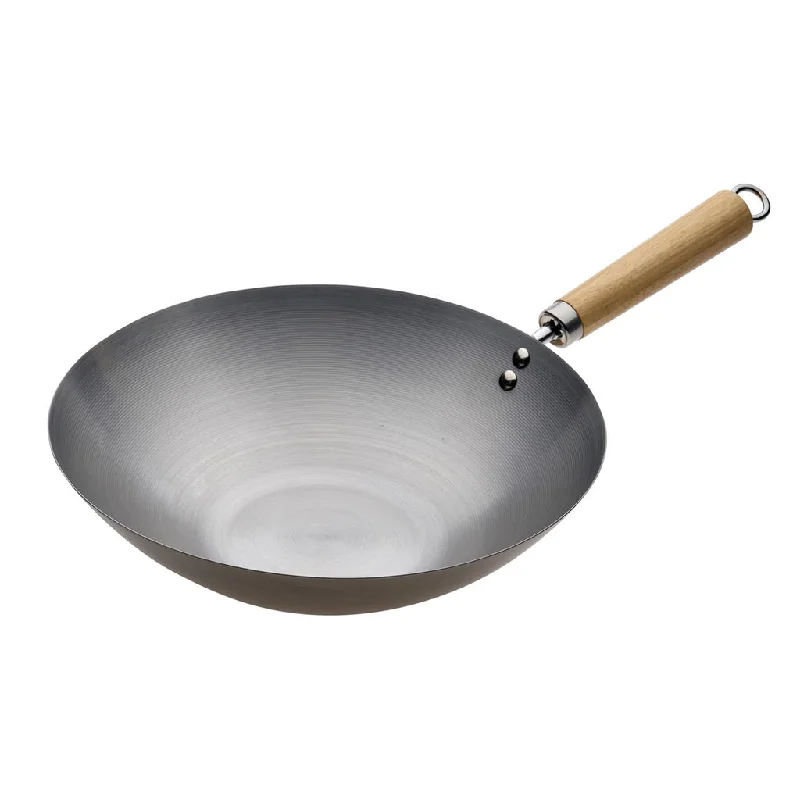 Pyrolux Carbon Steel Wok with Wood Handle - 30cm