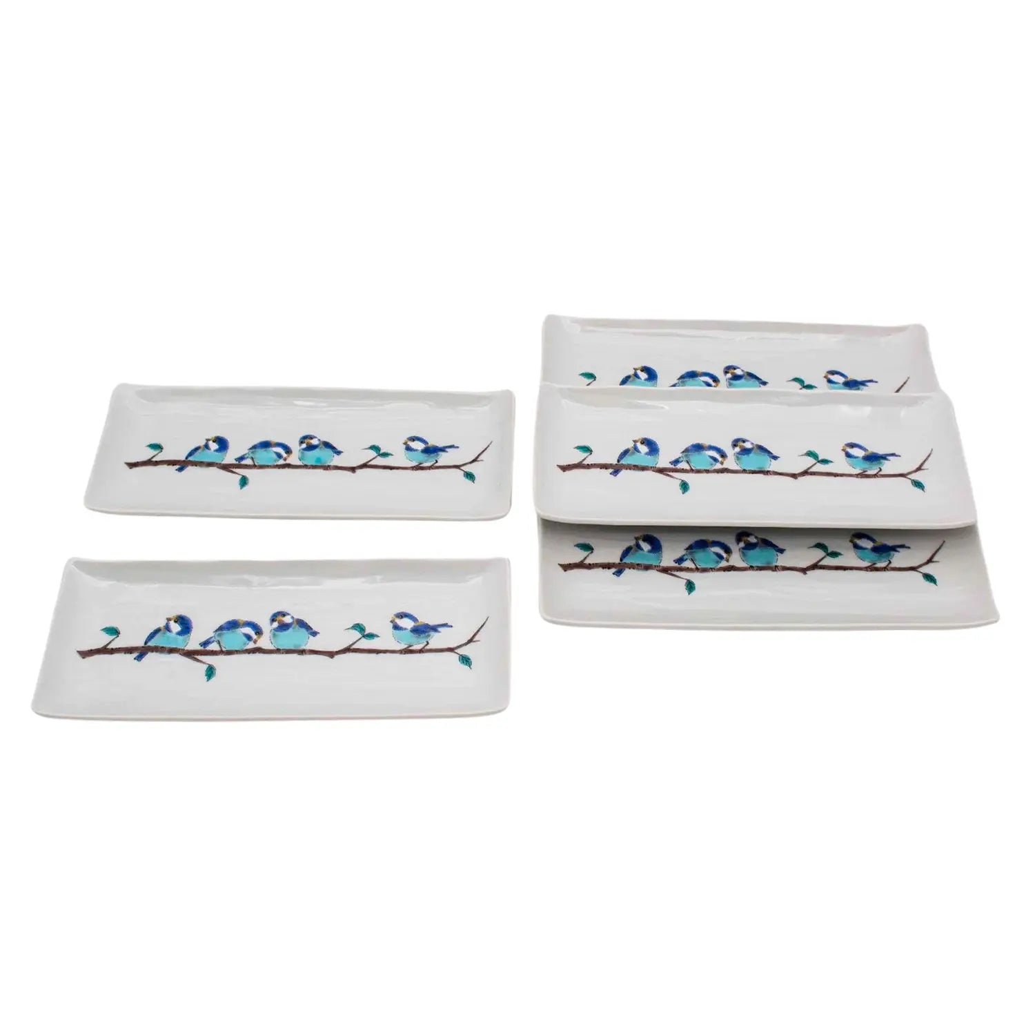 SEIKOU Kutani Porcelain Rectangular Plate Yamagara 28cm 5 pcs