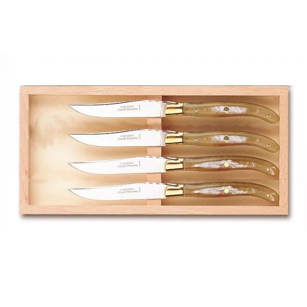 Claude Dozorme Laguiole Steak Knives - Light Horn