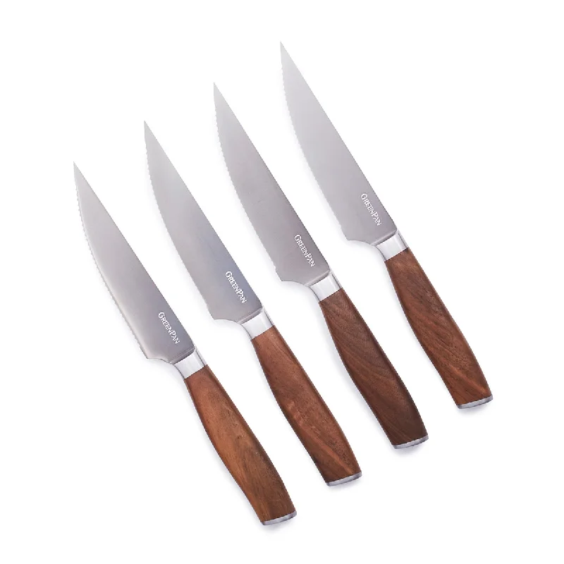 Premiere Titanium Cutlery 4-Piece Steak Knife Set with Walnut Handles