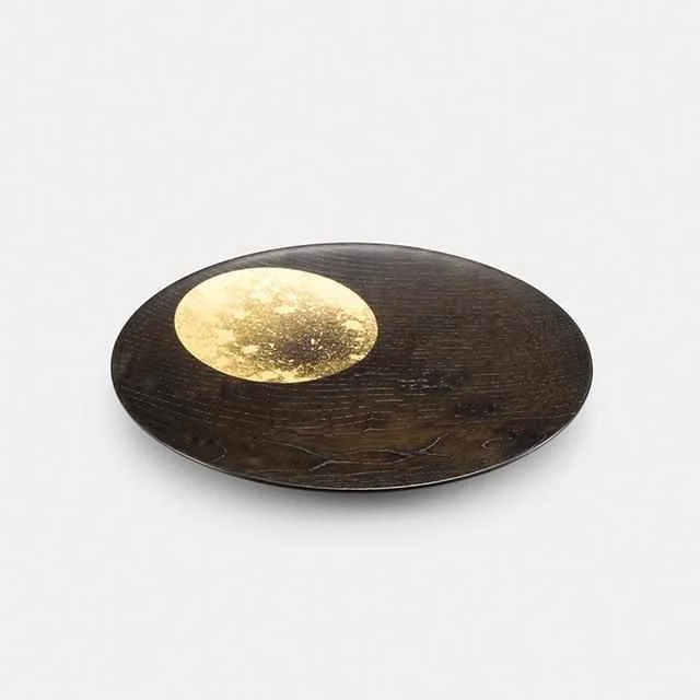 [LARGE PLATE (PLATTER)] OBOROTSUKI PLATE 240 (LACQUER) | HAKUICHI | KANAZAWA GOLD LEAF