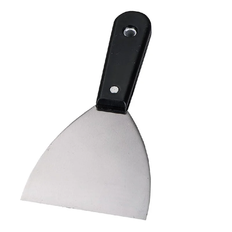 "S/S SPATULA W/PLASTIC HANDLE, THICKNESS: 1.0MM, SIZE: 7.5CM."