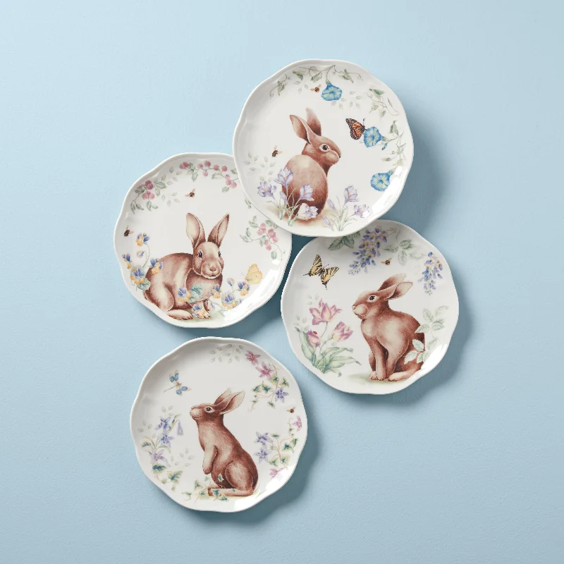 Butterfly Meadow Bunny 4-Piece Accent Plate Set