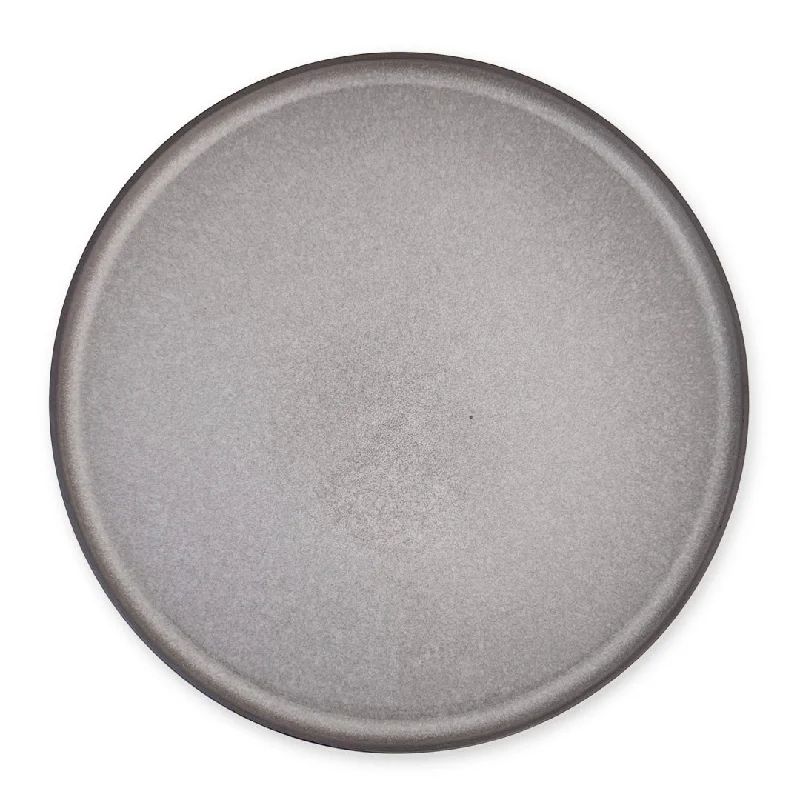 Glossy Light Gray Rimmed Dinner Plate 10.3" dia