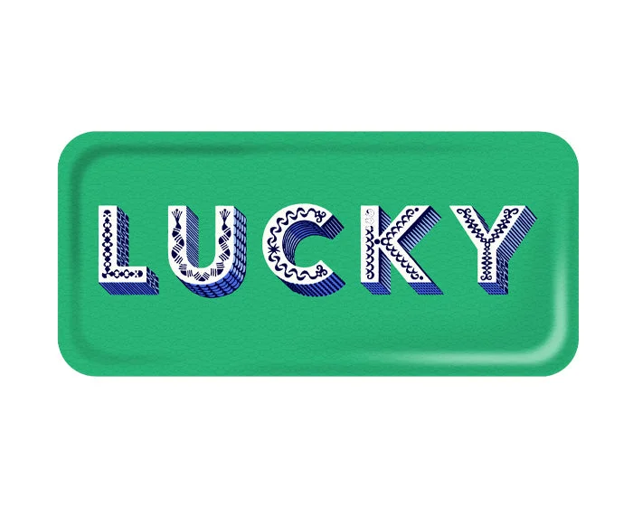 Word Rectangular Tray - Lucky - by Jamida