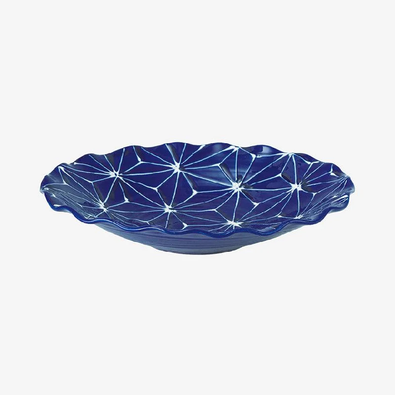 [LARGE PLATE (PLATTER)] ASANOHA LAPIS LAZULI WAVE | HASAMI WARES| SAIKAI TOKI