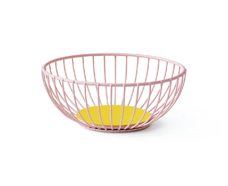 Iris Small Wire Basket in Pink and Yellow by Octaevo