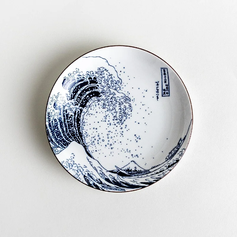 Blue Hokusai Waves Dessert Plate