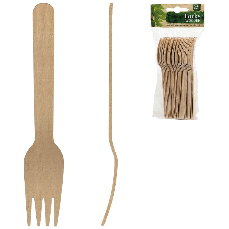 24-Pcs Wooden Fork (6")