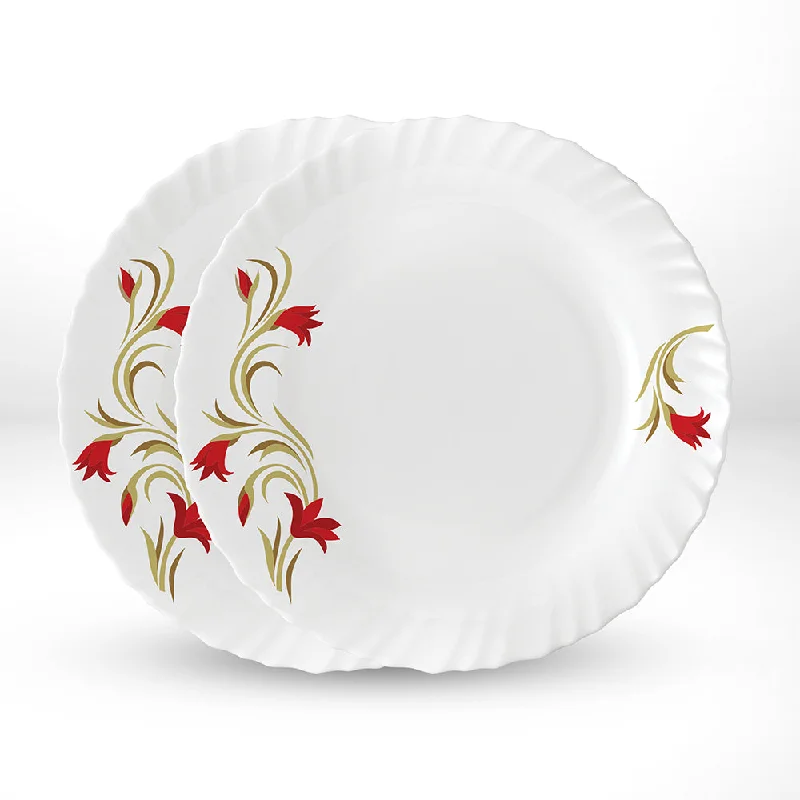 Larah by Borosil Red Lily Noodle / Soup Plate Set