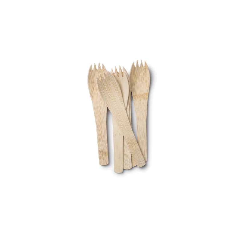 Disposable Bamboo Spork with Handle, Bulk Case of 250