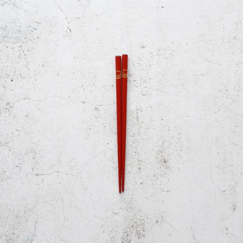 [CHOPSTICKS] JAPANESE ZODIAC SHEEP RED FOR CHILDREN (1 SET) | HASHIMOTO KOUSAKU SIKKI | WAJIMA LACQUER