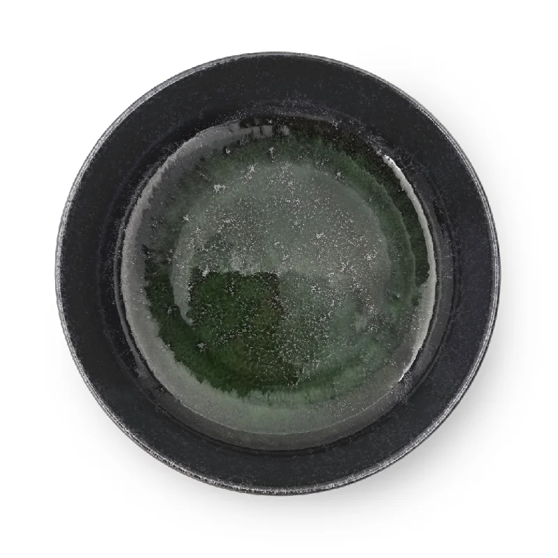 Textured Black x Glossy Green Pasta Plate 8.7" dia