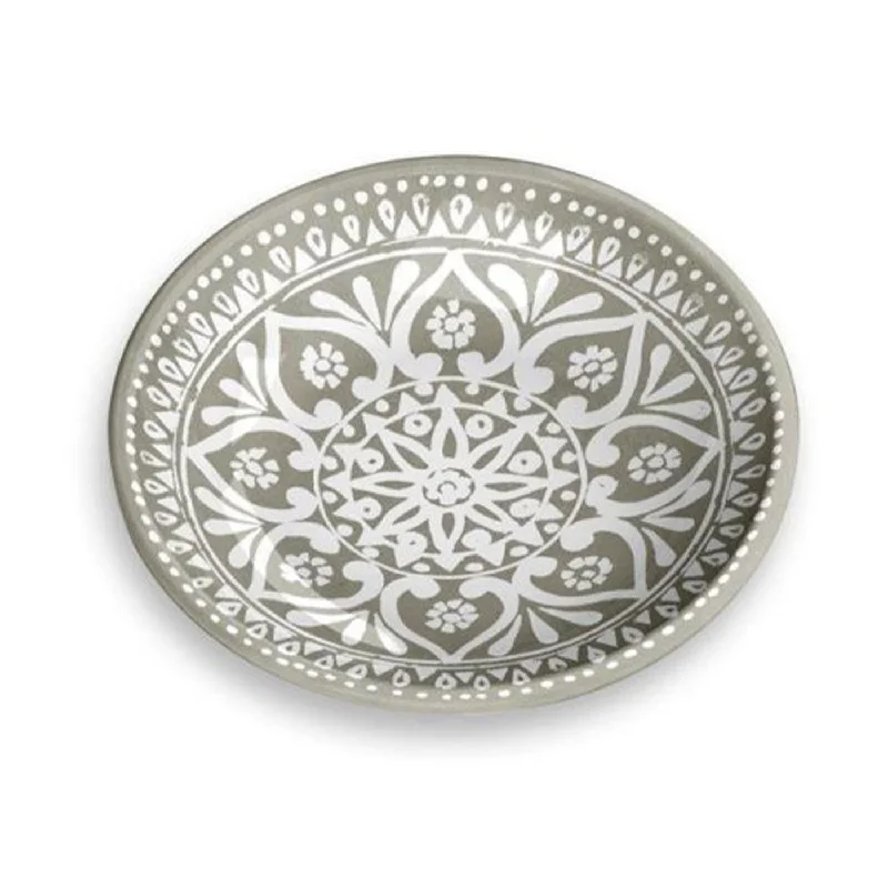 Boho Medallion Taupe Cat Saucer