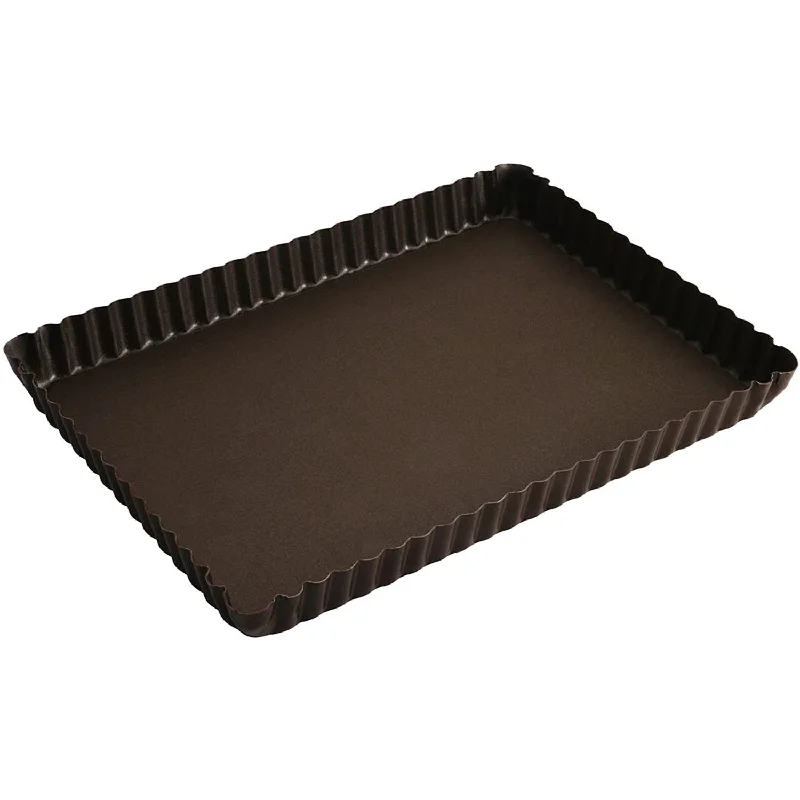 RECTANGULAR TART MOULD - FLUTED EDGES - FIXED BOTTOM - NON S