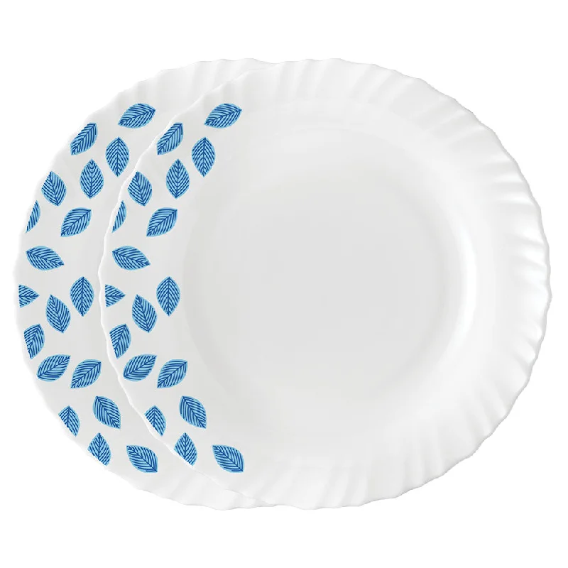 Larah by Borosil Blue Leaves Noodle / Soup Plate Set