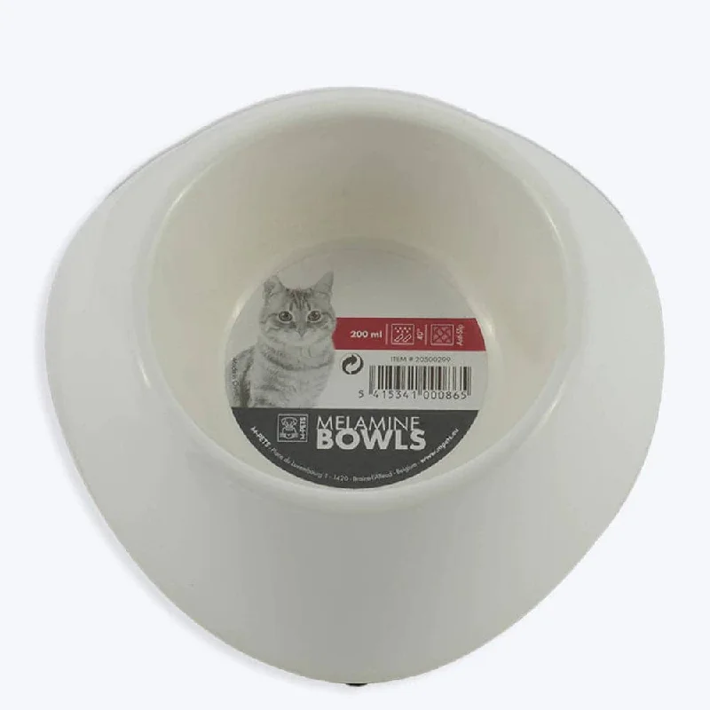 M Pets Single Round Melamine Bowl for Cat (White)