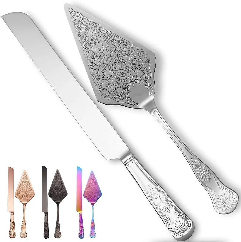 ORBLUE Cake Knife and Server Set - Stainless Steel Serving Utensils for Wedding, Party