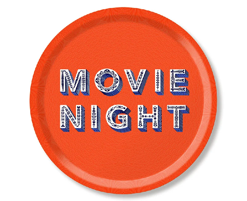 Word Round Tray - Movie Night - by Jamida