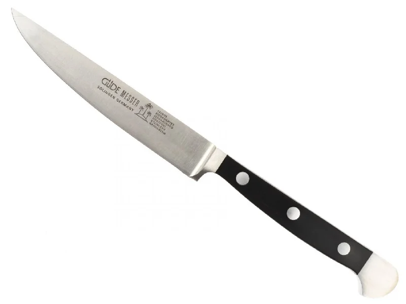 Gude Alpha Steak Knife With Black Hostaform Handle, 4.5-in