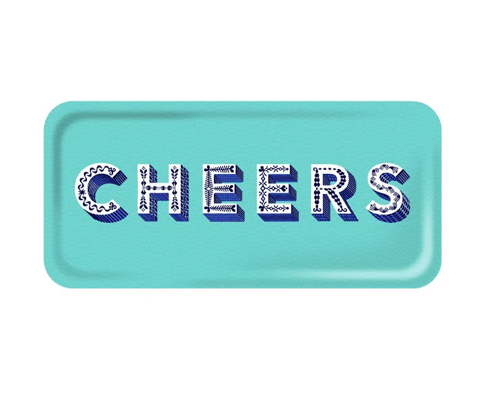 Word Rectangular Tray - Cheers - by Jamida