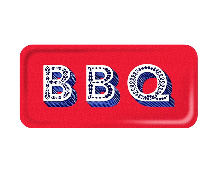 Word Rectangular Tray - BBQ - by Jamida