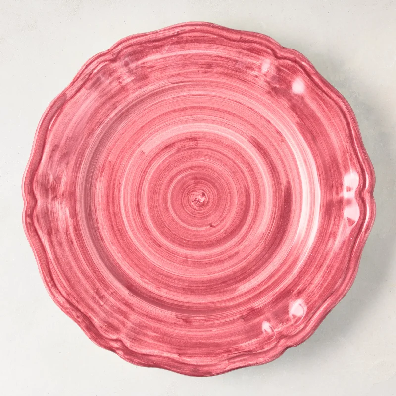 Deruta Pink Painted Ceramic Dinner Plate