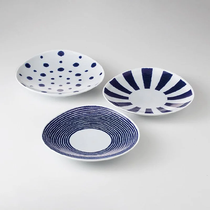 [DISH SETS] INDIGO BALL MULTI-PURPOSE SET OF 3 | HASAMI WARES| SAIKAI TOKI