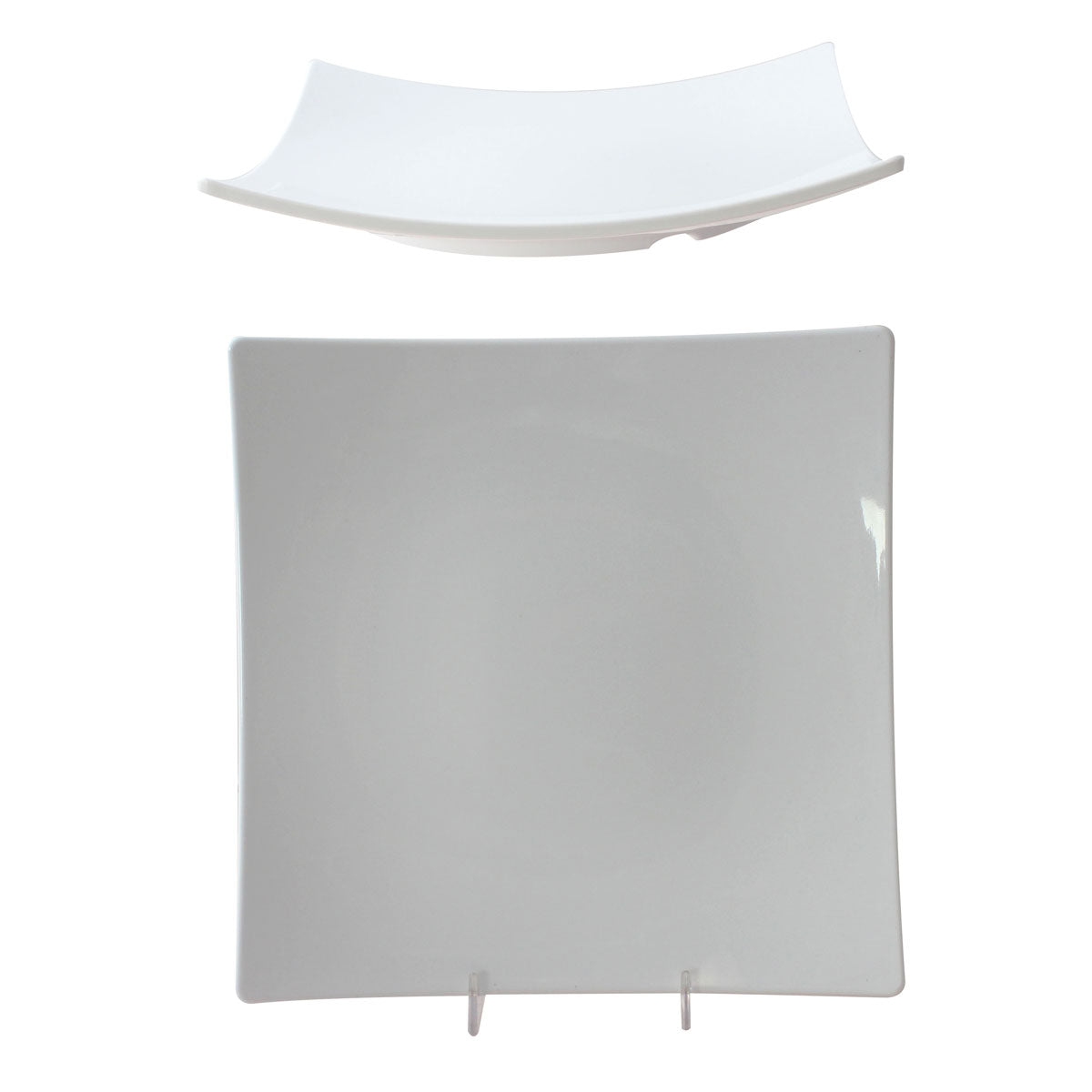 Thunder Group 24012WT Melamine Square Flare Plate, Classic White, 12-3/8"